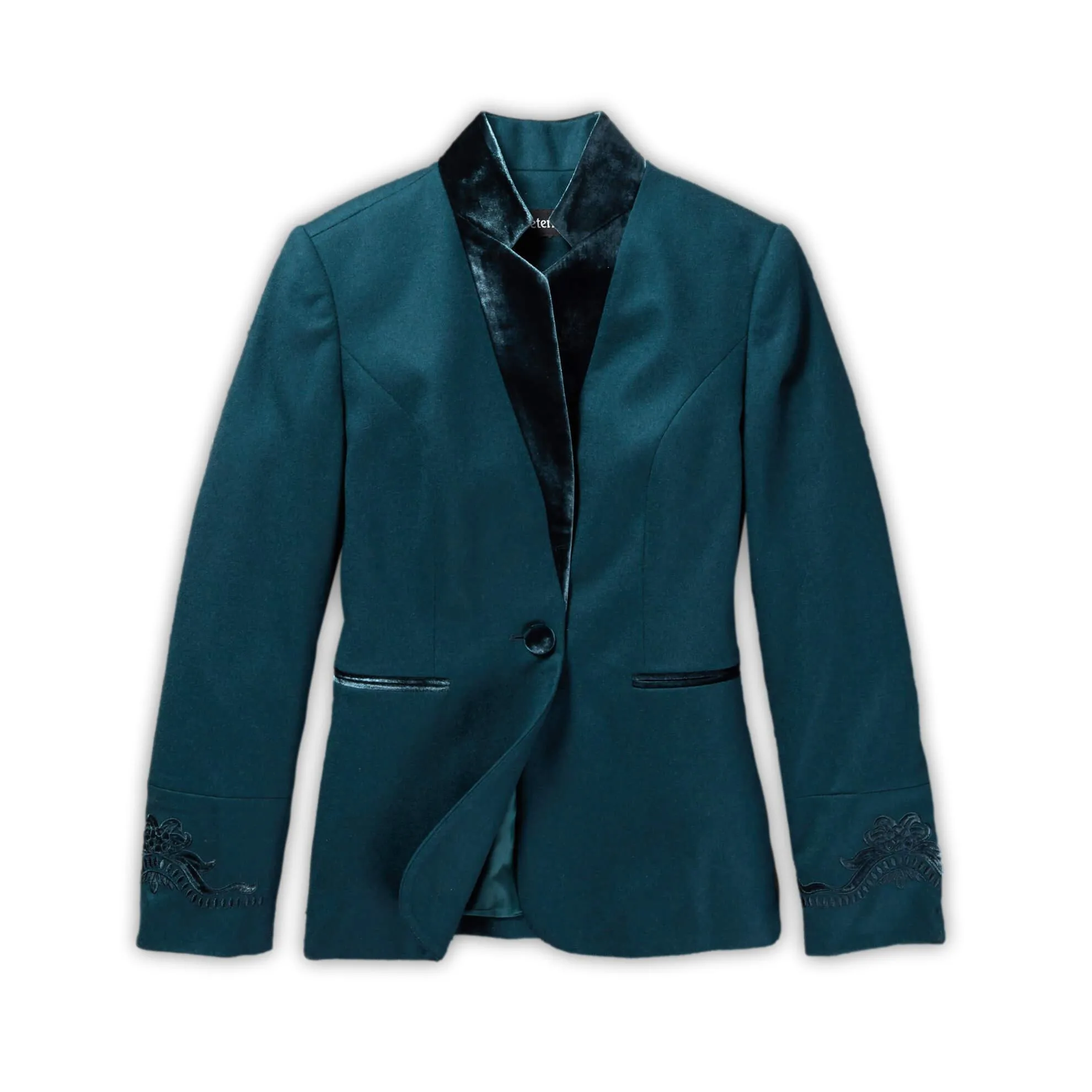 Velvet-Trimmed Blazer