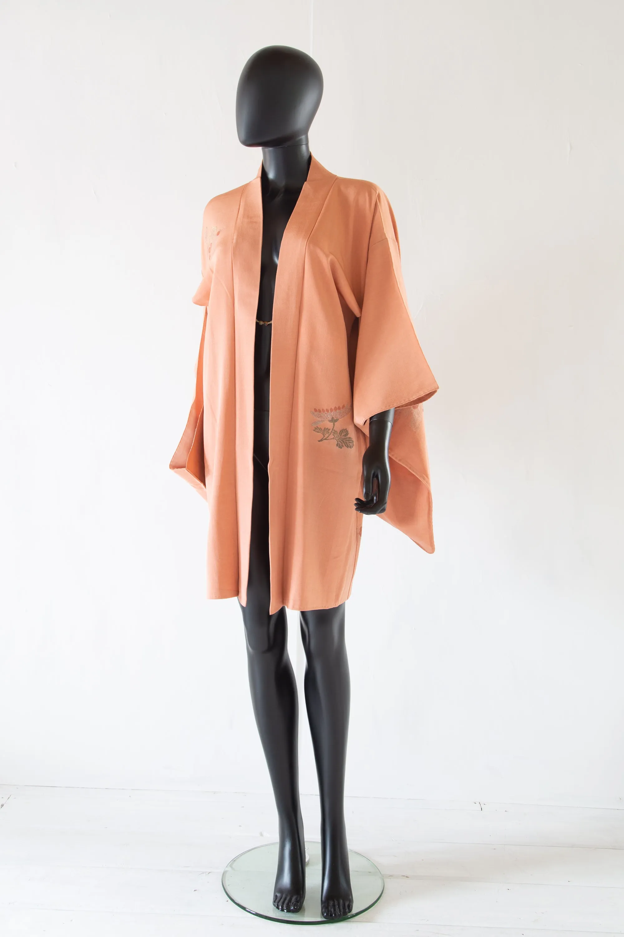 Vintage 1930s Peach Silk Haori Kimono Jacket