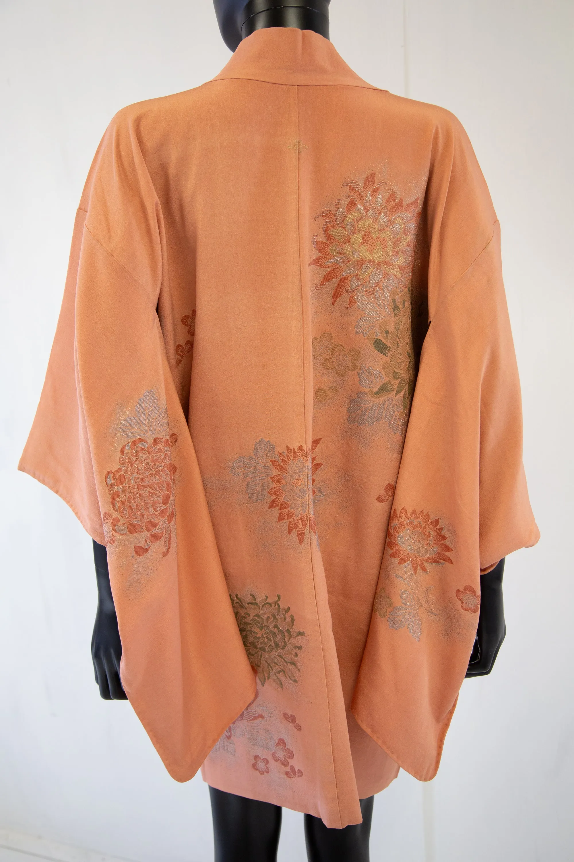 Vintage 1930s Peach Silk Haori Kimono Jacket