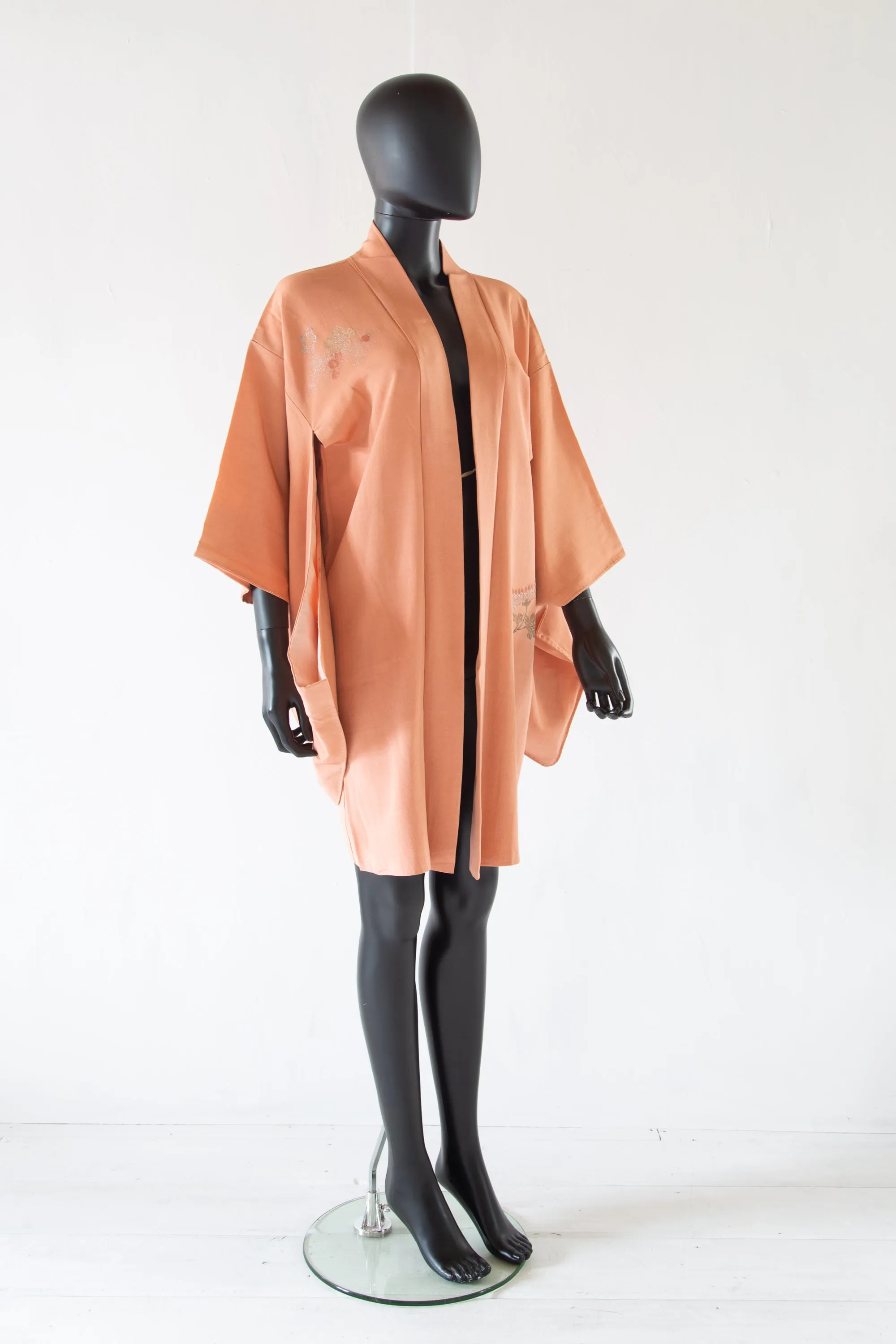 Vintage 1930s Peach Silk Haori Kimono Jacket