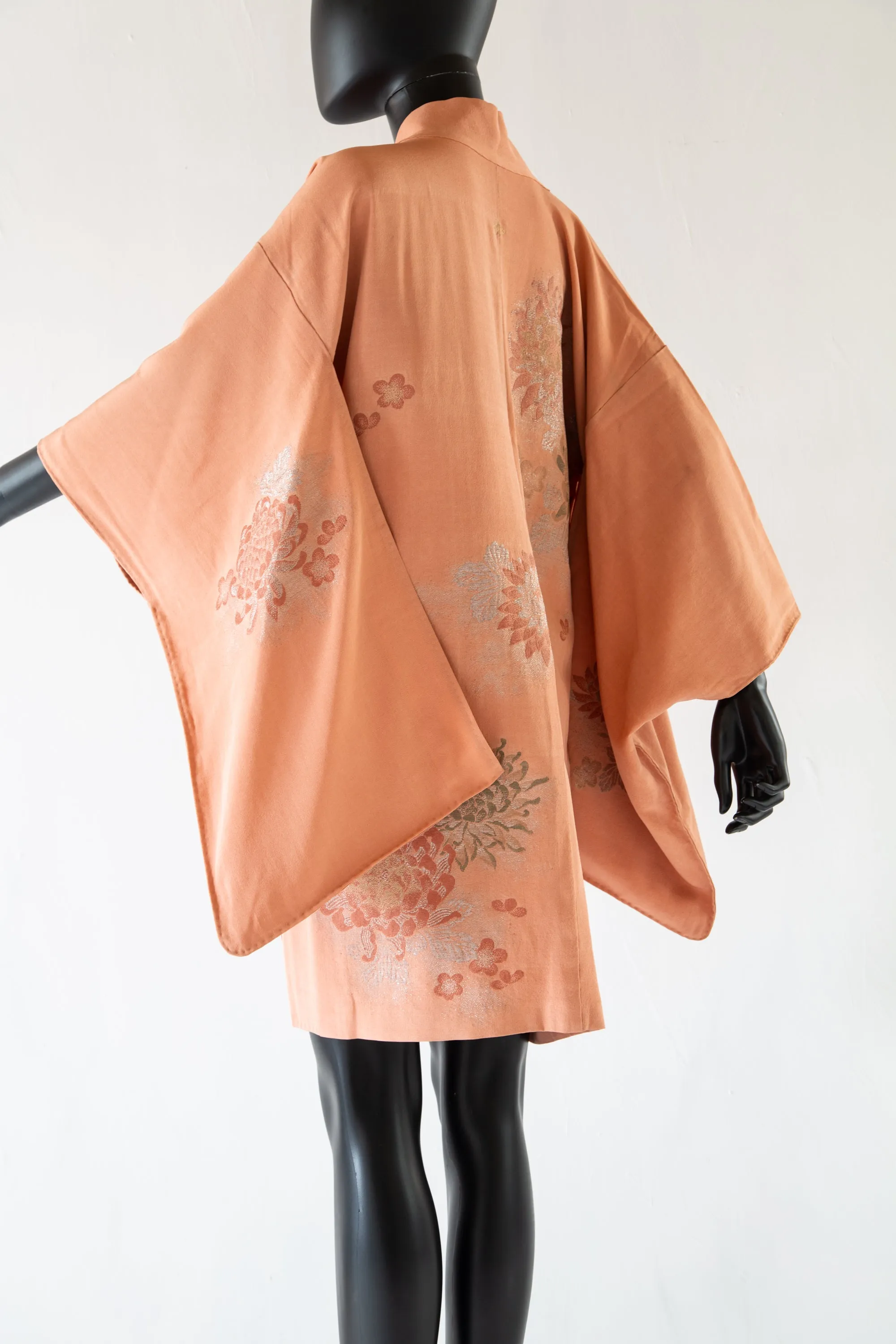 Vintage 1930s Peach Silk Haori Kimono Jacket