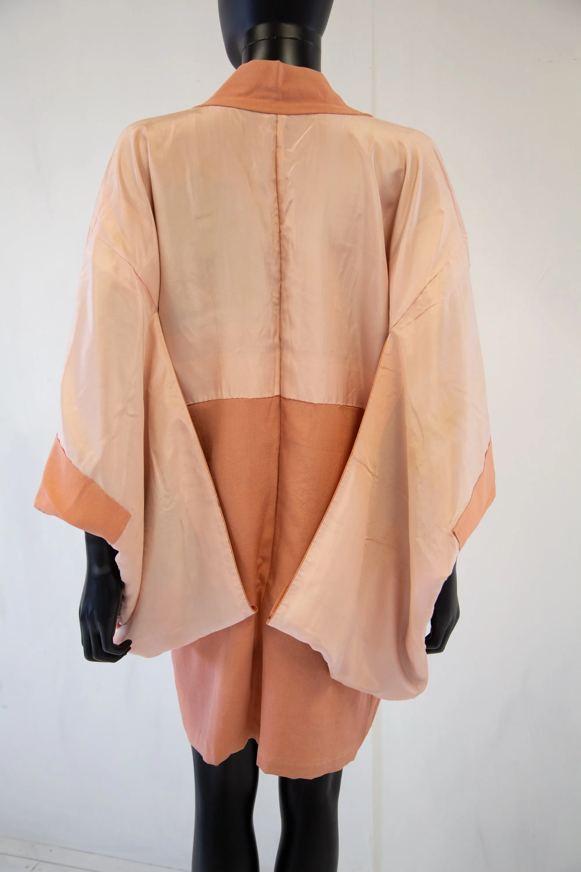 Vintage 1930s Peach Silk Haori Kimono Jacket