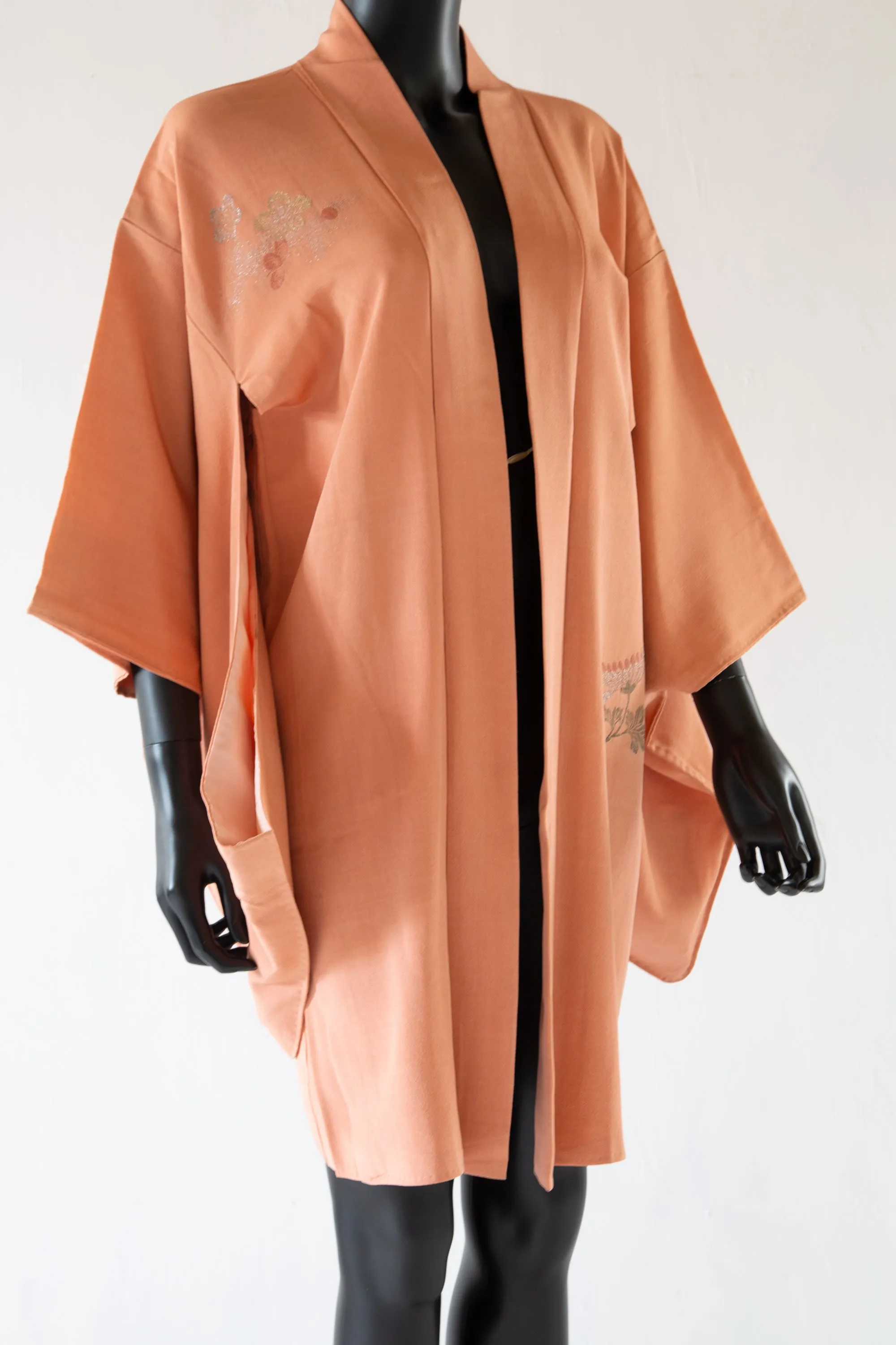 Vintage 1930s Peach Silk Haori Kimono Jacket