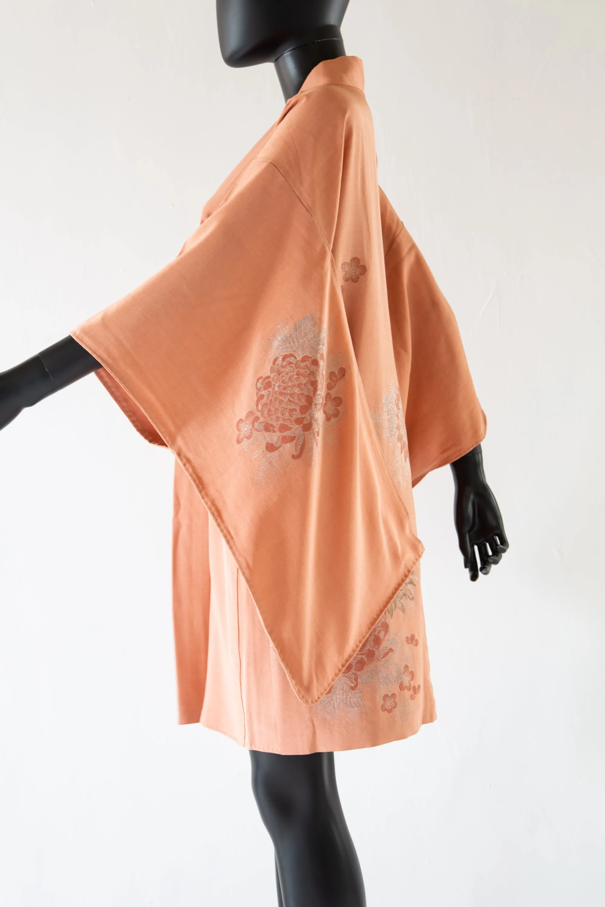 Vintage 1930s Peach Silk Haori Kimono Jacket