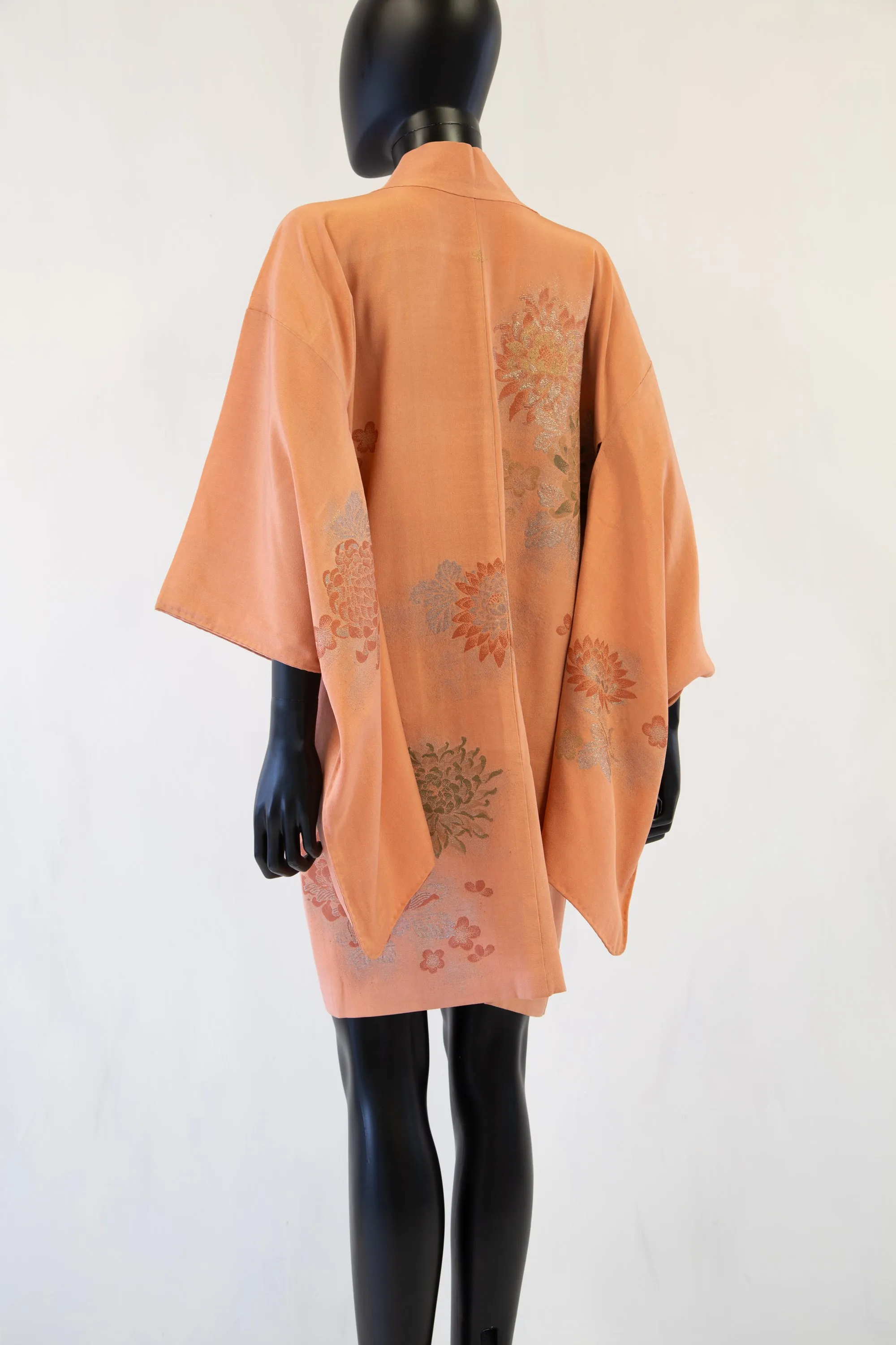 Vintage 1930s Peach Silk Haori Kimono Jacket