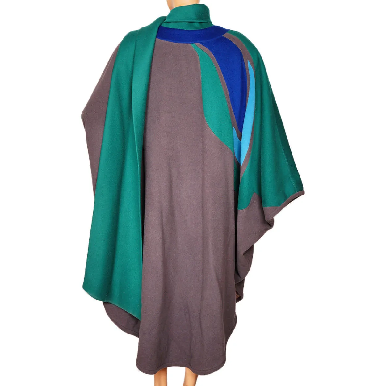 Vintage 1980s Wool Poncho Cape - Montreal Designer - Renee Legault