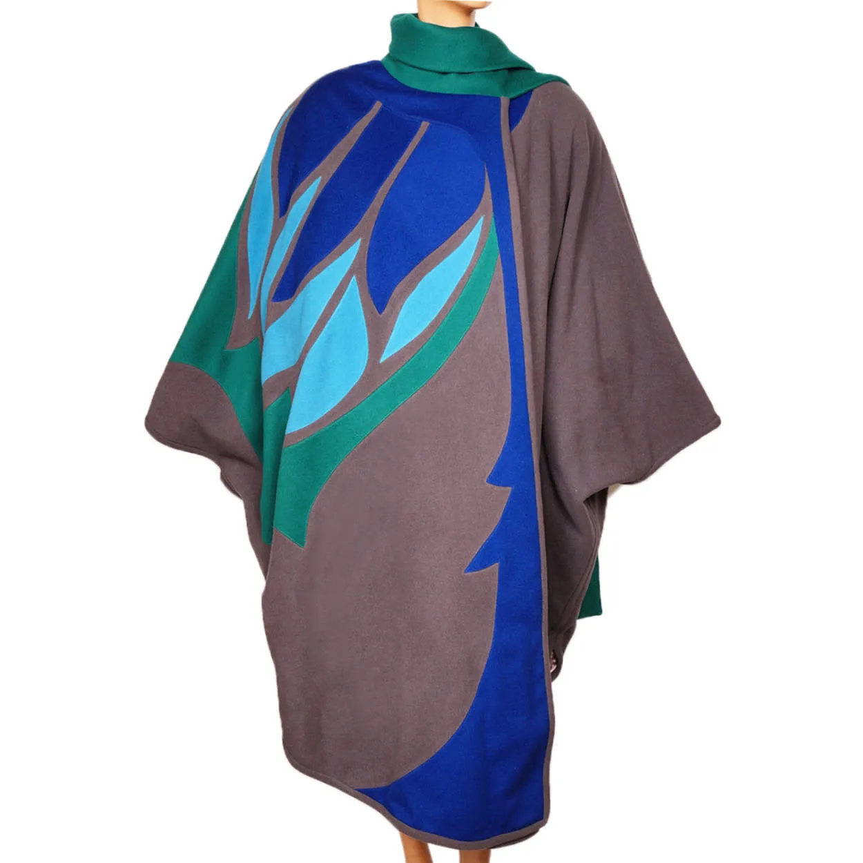 Vintage 1980s Wool Poncho Cape - Montreal Designer - Renee Legault