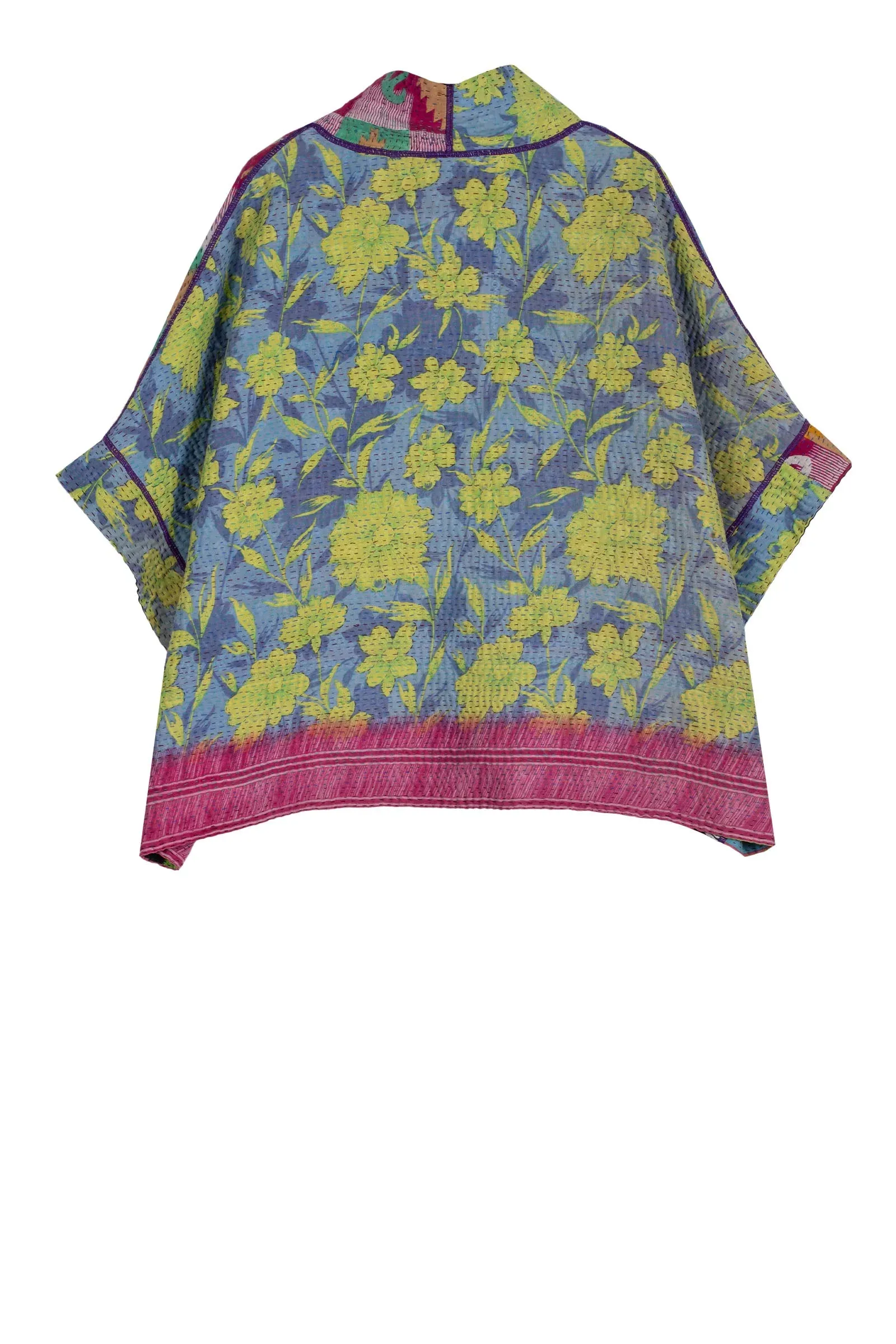 VINTAGE COTTON KANTHA MINI PONCHO - cv4060-0001a -