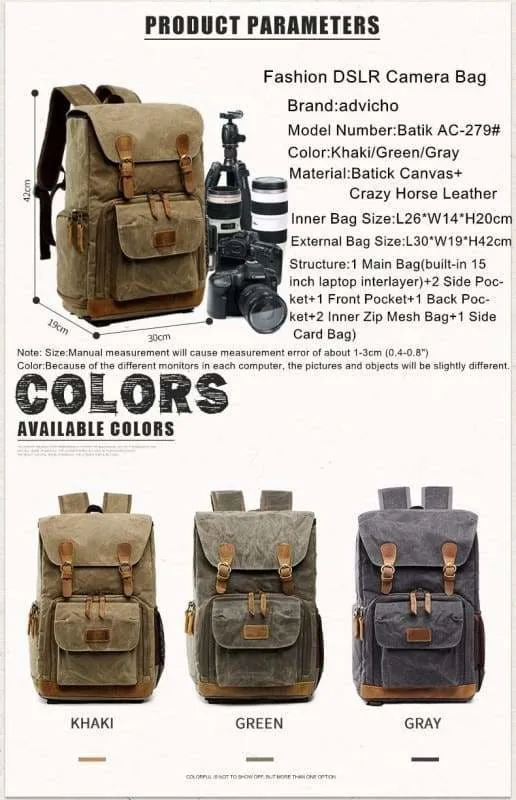 Vintage Photography Waterproof Backpacks For Work