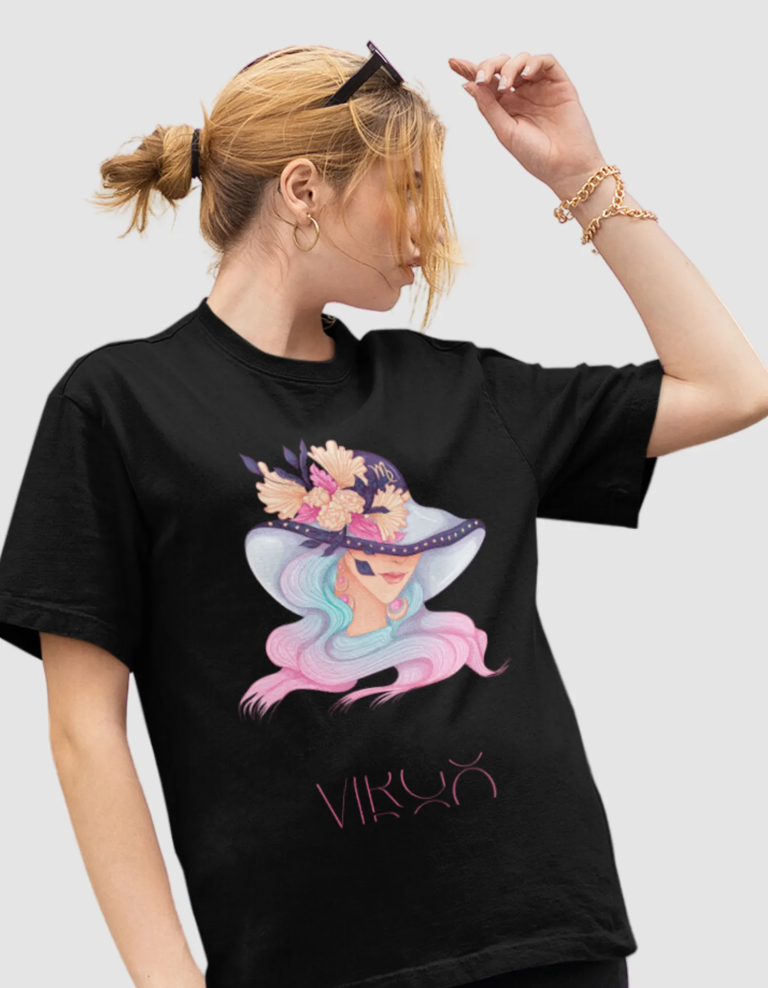 Virgo Zodiac Graphic Printed Oversized T-Shirt For Women