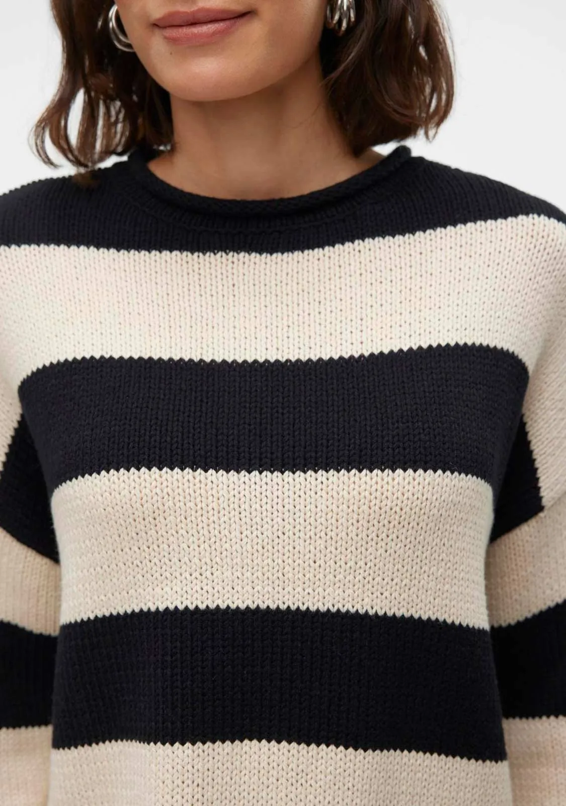 VMLeonora LS Rolledge Striped Sweater