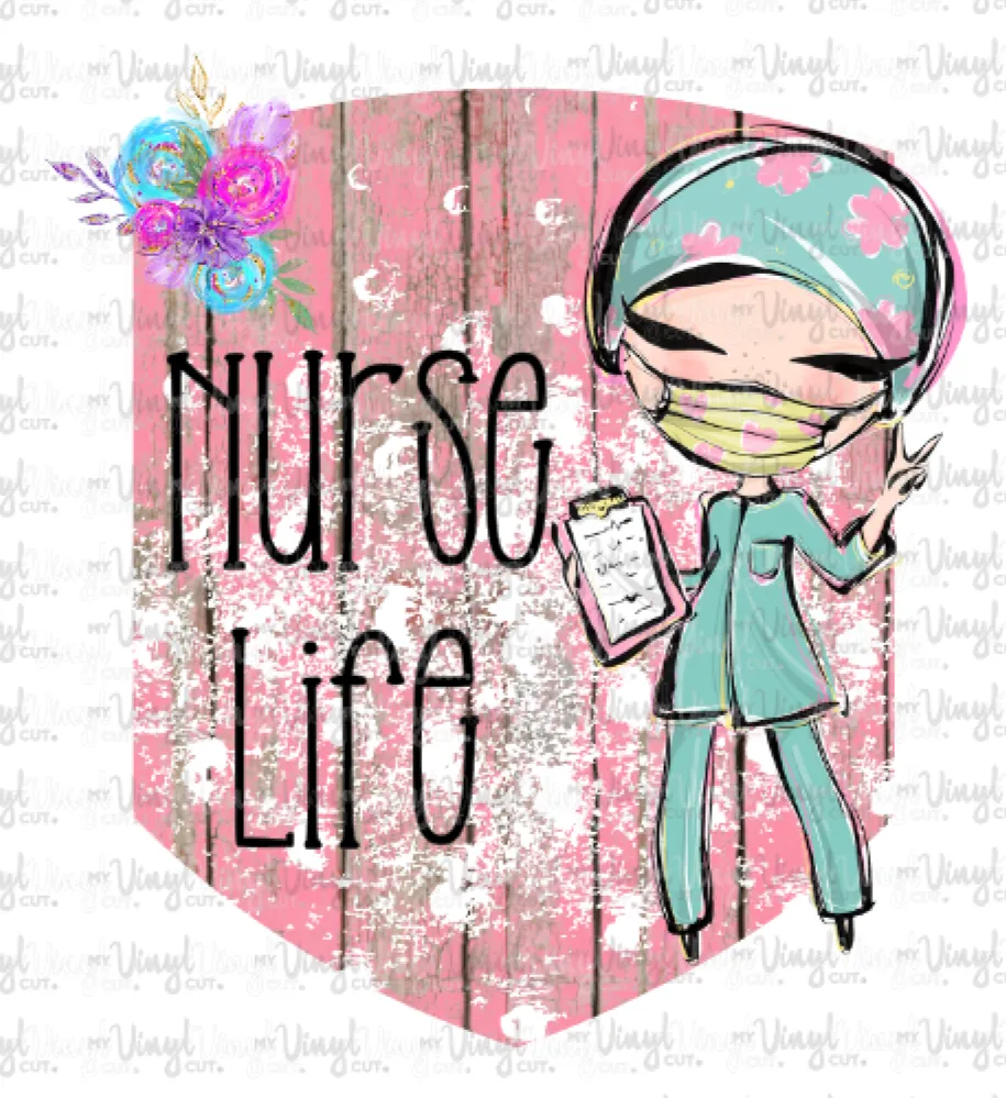 Waterslide Decal Nurse Life Pink background