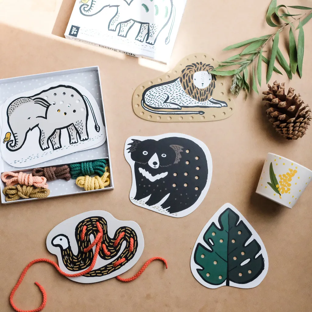 Wee Gallery Lacing Cards - Jungle Animals