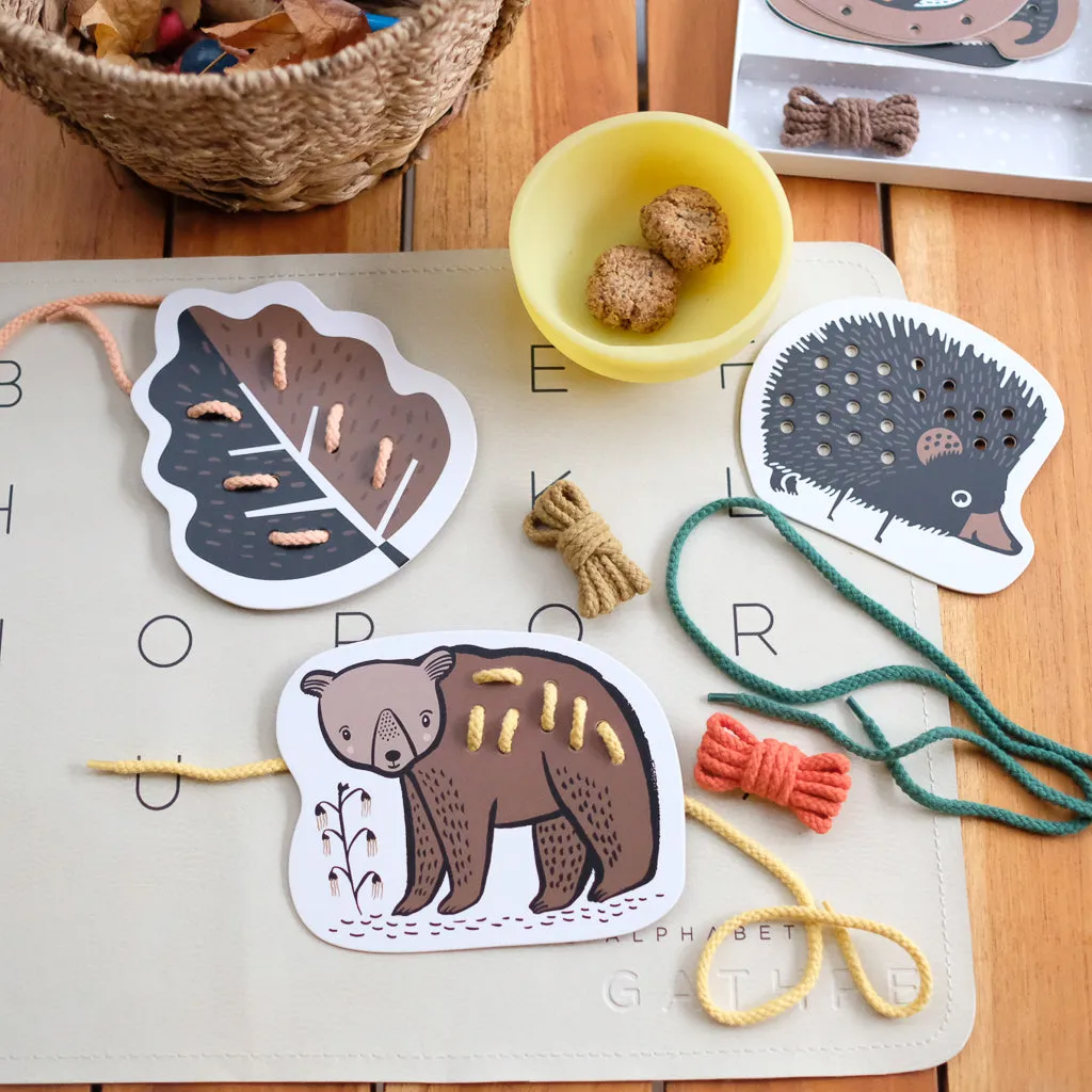 Wee Gallery Lacing Cards - Woodland Animals