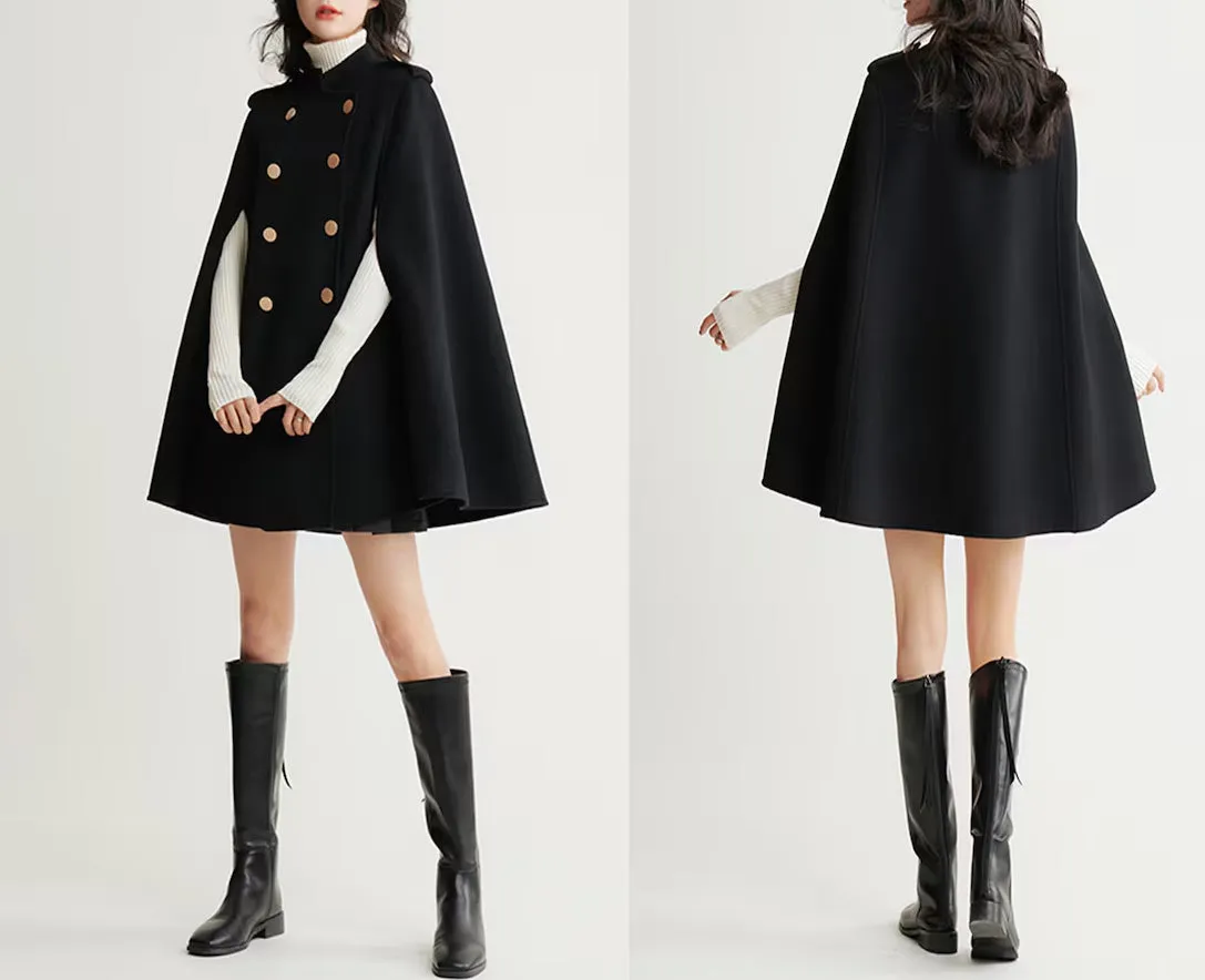 Wool cape coat, wool poncho, wool cloak jacket, winter coat, wool cloak(Y2379)