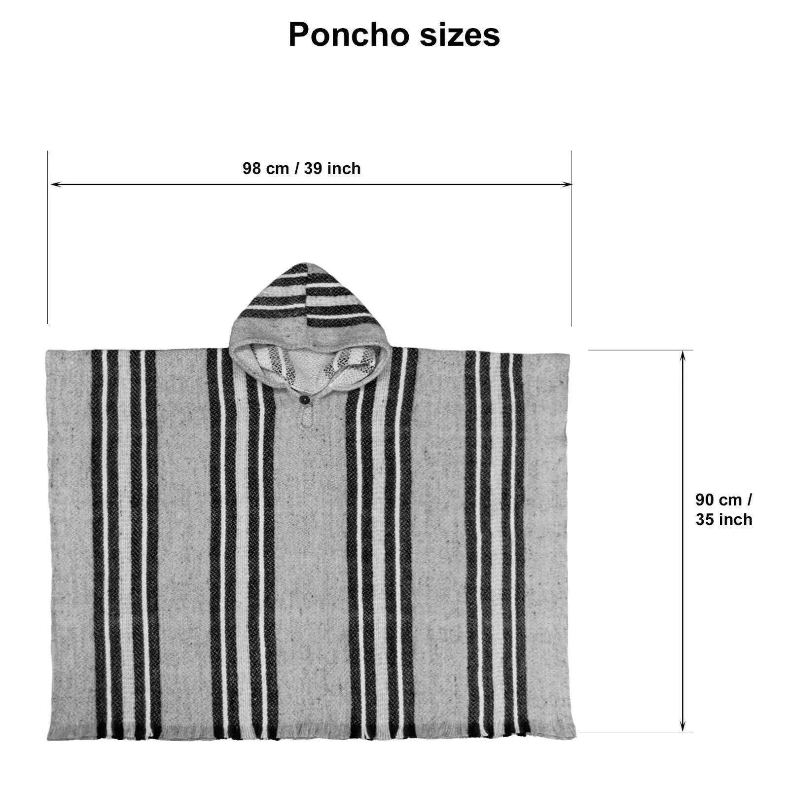 Zamora - Llama Wool Unisex South American Handwoven Poncho - beige striped pattern