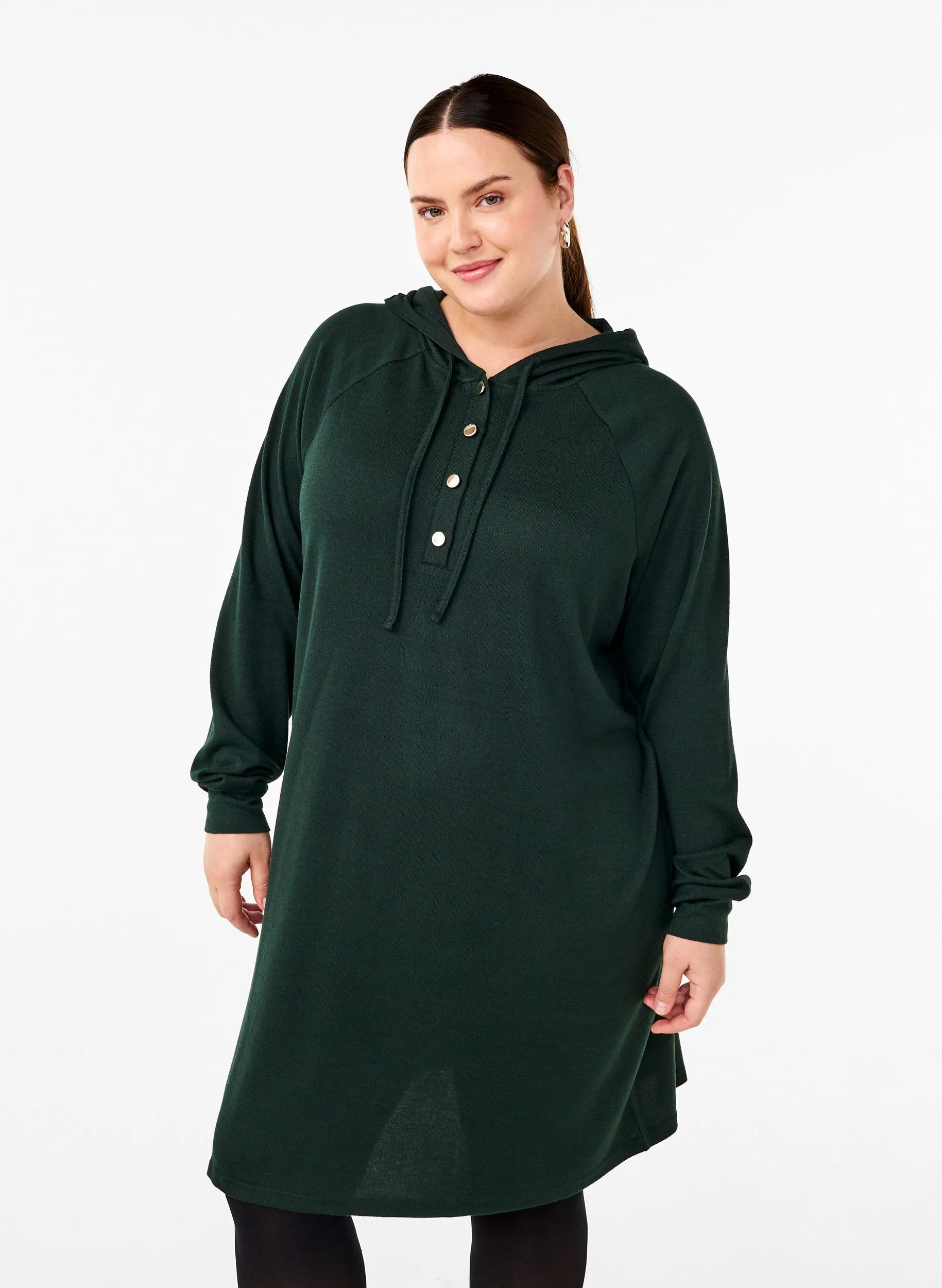 Zizzi Lucca Hooded Dress in Green